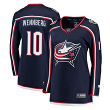 Load image into Gallery viewer, Alexander Wennberg #10 Columbus Blue Jackets Women&#39;s Navy Breakaway Jersey