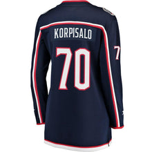 Load image into Gallery viewer, Joonas Korpisalo #70 Columbus Blue Jackets Women's Navy Breakaway Jersey
