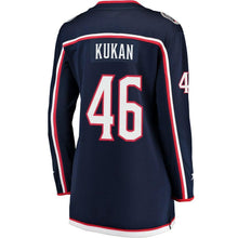 Load image into Gallery viewer, Dean Kukan #46 Columbus Blue Jackets Women's Navy Breakaway Jersey