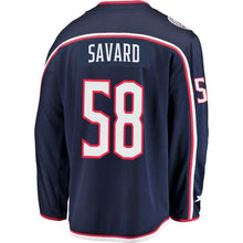 Load image into Gallery viewer, David Savard #58 Columbus Blue Jackets Navy Breakaway Jersey