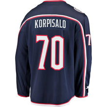 Load image into Gallery viewer, Joonas Korpisalo #70 Columbus Blue Jackets Navy Breakaway Jersey