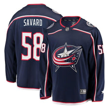 Load image into Gallery viewer, David Savard #58 Columbus Blue Jackets Navy Breakaway Jersey