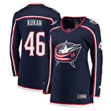Load image into Gallery viewer, Dean Kukan #46 Columbus Blue Jackets Women's Navy Breakaway Jersey