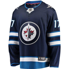 Load image into Gallery viewer, Adam Lowry #17 Winnipeg Jets Navy Breakaway Replica Jersey