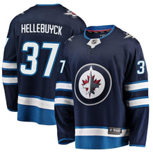 Load image into Gallery viewer, Connor Hellebuyck #37 Winnipeg Jets Navy Breakaway Replica Jersey