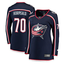 Load image into Gallery viewer, Joonas Korpisalo #70 Columbus Blue Jackets Women's Navy Breakaway Jersey