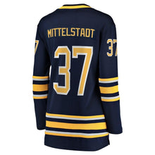 Load image into Gallery viewer, Casey Mittelstadt #37 Buffalo Sabres Women's Navy Home Breakaway Player Jersey
