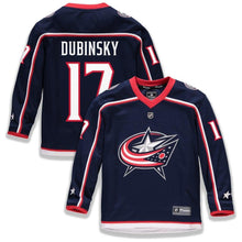 Load image into Gallery viewer, Brandon Dubinsky #17 Columbus Blue Jackets Youth Navy Home Replica Player Jersey