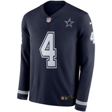 Load image into Gallery viewer, Dak Prescott Dallas Cowboys Navy Therma Long Sleeve Jersey