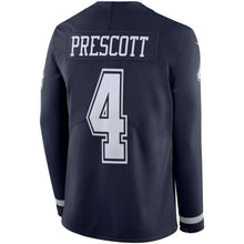 Load image into Gallery viewer, Dak Prescott Dallas Cowboys Navy Therma Long Sleeve Jersey