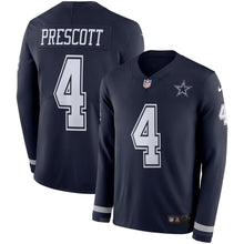 Load image into Gallery viewer, Dak Prescott Dallas Cowboys Navy Therma Long Sleeve Jersey