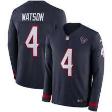 Load image into Gallery viewer, Deshaun Watson Houston Texans Navy Therma Long Sleeve Jersey