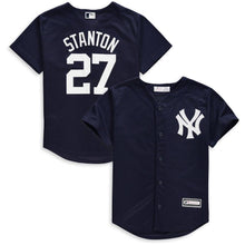 Load image into Gallery viewer, Giancarlo Stanton #27 New York Yankees Youth Navy Fashion Official Cool Base Player Jersey