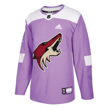 Load image into Gallery viewer, Arizona Coyotes Purple 2018 Hockey Fights Cancer Custom Practice Jersey