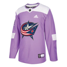 Load image into Gallery viewer, Columbus Blue Jackets Purple Hockey Fights Cancer Practice Jersey