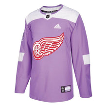 Load image into Gallery viewer, Detroit Red Wings Purple Hockey Fights Cancer Practice Jersey