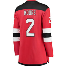 Load image into Gallery viewer, John Moore #2 New Jersey Devils Women's Red Breakaway Jersey