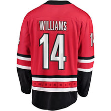 Load image into Gallery viewer, Justin Williams #14 Carolina Hurricanes Red Breakaway Player Jersey