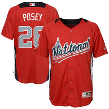 Load image into Gallery viewer, Buster Posey National League Youth Red 2018 MLB All-Star Game Home Run Derby Player Jersey