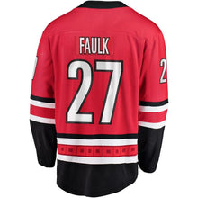 Load image into Gallery viewer, Justin Faulk #27 Carolina Hurricanes Red Breakaway Player Jersey