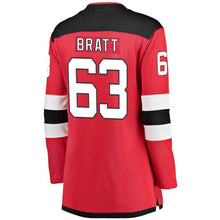 Load image into Gallery viewer, Jesper Bratt #63 New Jersey Devils Women's Red Breakaway Player Jersey