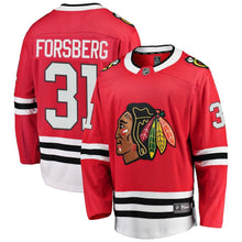 Load image into Gallery viewer, Anton Forsberg #31 Chicago Blackhawks Red Breakaway Player Jersey