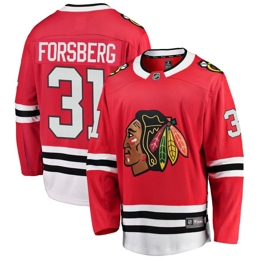 Anton Forsberg #31 Chicago Blackhawks Red Breakaway Player Jersey