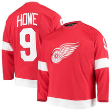 Load image into Gallery viewer, Gordie Howe #9 Detroit Red Wings Red Replica Heroes of Hockey Throwback Jersey