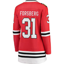 Load image into Gallery viewer, Anton Forsberg #31 Chicago Blackhawks Women's Red Breakaway Player Jersey