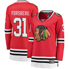 Load image into Gallery viewer, Anton Forsberg #31 Chicago Blackhawks Women&#39;s Red Breakaway Player Jersey