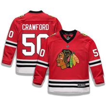 Load image into Gallery viewer, Corey Crawford # 50 Chicago Blackhawks Youth Red Replica Player Jersey