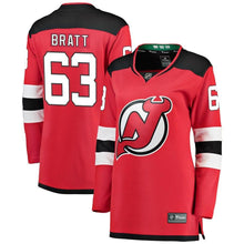 Load image into Gallery viewer, Jesper Bratt #63 New Jersey Devils Women's Red Breakaway Player Jersey