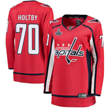 Load image into Gallery viewer, Braden Holtby #70 Washington Capitals Women's Red 2018 Stanley Cup Champions Home Breakaway Player Jersey