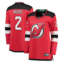 Load image into Gallery viewer, John Moore #2 New Jersey Devils Women's Red Breakaway Jersey