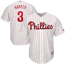 Load image into Gallery viewer, Bryce Harper #3 Philadelphia Phillies Youth White/Scarlet Home Official Cool Base Player Jersey