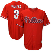 Load image into Gallery viewer, Bryce Harper #3 Philadelphia Phillies Youth Scarlet Cool Base Replica Player Jersey
