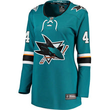 Load image into Gallery viewer, Brenden Dillon #4 San Jose Sharks Women's Teal Breakaway Jersey