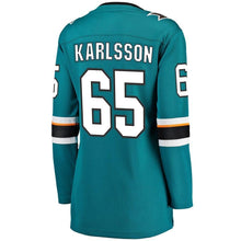 Load image into Gallery viewer, Erik Karlsson #65 San Jose Sharks Women's Teal Breakaway Player Jersey