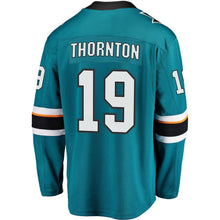 Load image into Gallery viewer, Joe Thornton #19 San Jose Sharks Youth Teal Breakaway Player Jersey