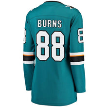 Load image into Gallery viewer, Brent Burns #88 San Jose Sharks Women's Teal Breakaway Player Jersey