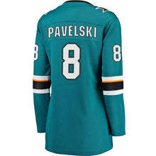 Load image into Gallery viewer, Joe Pavelski #8 San Jose Sharks Women's Teal Breakaway Jersey