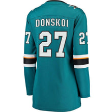 Load image into Gallery viewer, Joonas Donskoi #27 San Jose Sharks Women's Teal Breakaway Jersey