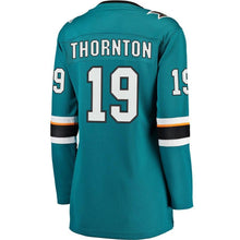 Load image into Gallery viewer, Joe Thornton #19 San Jose Sharks Women's Teal Breakaway Jersey