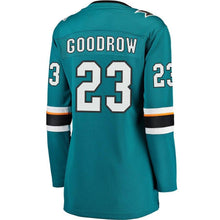 Load image into Gallery viewer, Barclay Goodrow #23 San Jose Sharks Women's Teal Breakaway Jersey