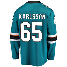 Load image into Gallery viewer, Erik Karlsson #65 San Jose Sharks Youth Teal Breakaway Player Jersey