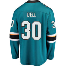 Load image into Gallery viewer, Aaron Dell #30 San Jose Sharks Youth Teal Breakaway Player Jersey