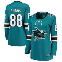 Load image into Gallery viewer, Brent Burns #88 San Jose Sharks Women's Teal Breakaway Player Jersey