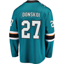 Load image into Gallery viewer, Joonas Donskoi #27 San Jose Sharks Youth Teal Breakaway Player Jersey