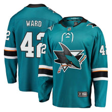 Load image into Gallery viewer, Joel Ward #42 San Jose Sharks Youth Teal Breakaway Player Jersey