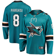 Load image into Gallery viewer, Joe Pavelski #8 San Jose Sharks Youth Teal Breakaway Player Jersey